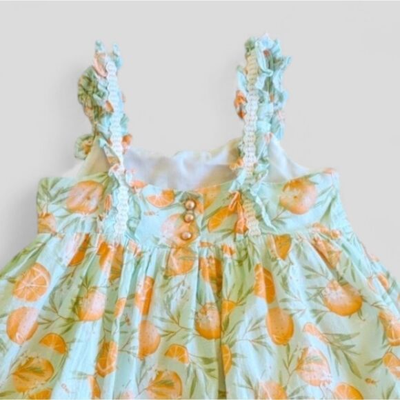 Joie Kids Citrus Oranges Floral Ruffle Sleeveless Lined Cotton Dress‎ Girls Sz 5 - Picture 5 of 11